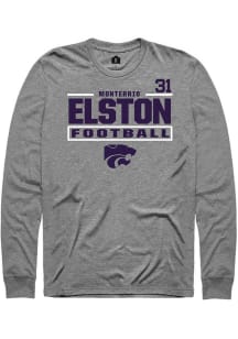 Monterrio Elston K-State Wildcats Graphite Football NIL Stacked Box Long Sleeve Player T Shirt