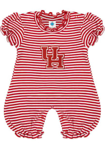 Houston Cougars Baby Red Stripe Puff Sleeve Short Sleeve One Piece