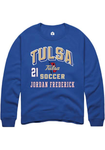 jordan frederick Tulsa Golden Hurricane Mens Blue NIL Arch Logo Player Crew