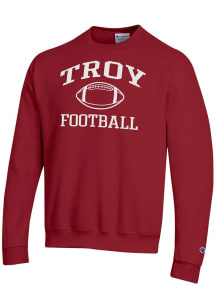Champion Troy Trojans Mens Cardinal Football Football Powerblend Long Sleeve Crew Sweatshirt
