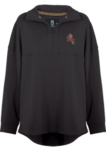 Summit Sportswear Arizona State Sun Devils Womens Black Vintage Terry Drop Shoulder Qtr Zip