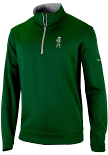 Columbia Michigan State Spartans Mens Green Baseball Sparty Long Sleeve Qtr Zip Pullover