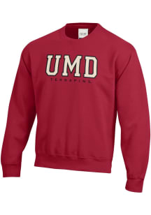 Maryland Terrapins Mens Red Big Cotton Long Sleeve Crew Sweatshirt