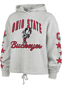 47 Ohio State Buckeyes Womens Ash Starry Eyed Hooded Sweatshirt