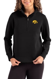 Cutter and Buck Iowa Hawkeyes Womens Black Roam Qtr Zip