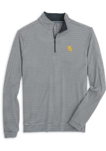Southern Tide Baylor Bears Mens Black Heather Micro-stripe Long Sleeve Qtr Zip Pullover