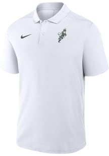 Nike Michigan State Spartans Mens White Sparty Playing Basketball Short Sleeve Polo