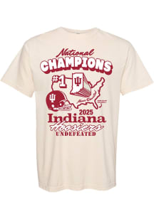 Something Inked Indiana Hoosiers Ivory 2025 College Football National Champions Vintage Short Slee..