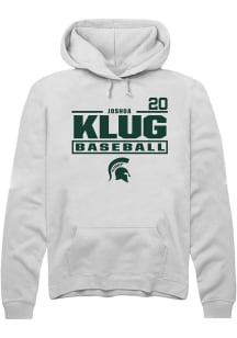 Joshua Klug  Rally Michigan State Spartans Mens White NIL Stacked Box Long Sleeve Hoodie