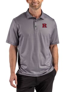 Cutter and Buck Rutgers Scarlet Knights Mens Black Lattice Short Sleeve Polo