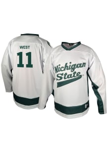 Genuine Collective Owen West Michigan State Spartans Mens White NIL Hockey Jersey