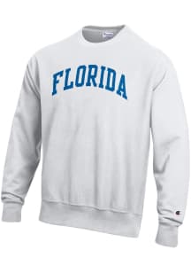 Champion Florida Gators Mens White Arch Team Name Reverse Weave Long Sleeve Crew Sweatshirt