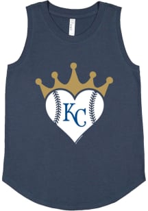 Kansas City Royals Girls Blue Crown Heart Short Sleeve Tank Top