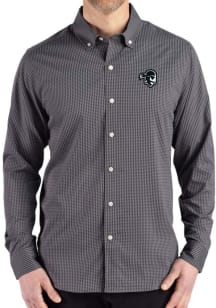 Cutter and Buck Seton Hall Pirates Mens Black Gingham LS Woven Long Sleeve Dress Shirt