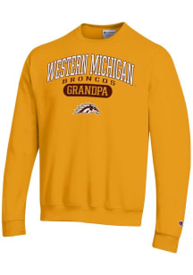 Champion Western Michigan Broncos Mens Gold Pill Box Grandpa Powerblend Long Sleeve Crew Sweatshir..