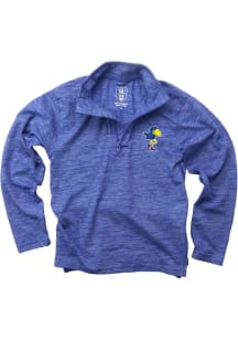 Wes and Willy Kansas Jayhawks Youth Blue Cloudy Yarn Long Sleeve Quarter Zip Shirt
