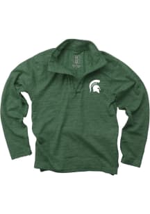 Wes and Willy Michigan State Spartans Boys Green Cloudy Yarn Long Sleeve Qtr Zip