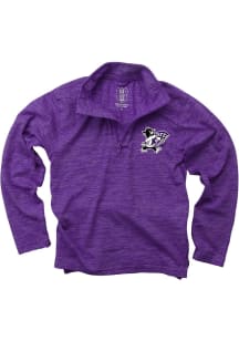 Wes and Willy K-State Wildcats Boys Purple Cloudy Yarn Long Sleeve Qtr Zip