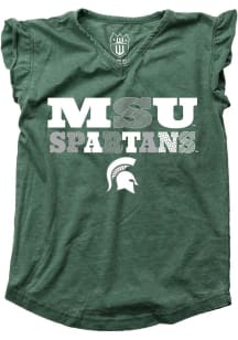 Wes and Willy Michigan State Spartans Toddler Girls Green Burn Out Short Sleeve Fashion T-Shirt