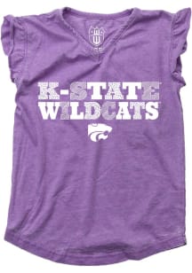 Wes and Willy K-State Wildcats Toddler Girls Purple Burn Out Short Sleeve Fashion T-Shirt