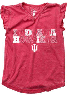 Wes and Willy Indiana Hoosiers Toddler Girls Cardinal Burn Out Short Sleeve Fashion T-Shirt