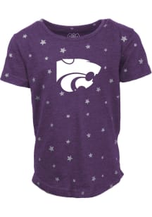 Wes and Willy K-State Wildcats Girls Purple Shimmer Star Short Sleeve Fashion T-Shirt