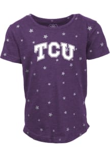 Wes and Willy TCU Horned Frogs Girls Purple Shimmer Star Short Sleeve Fashion T-Shirt