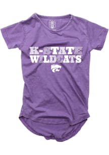 Wes and Willy K-State Wildcats Girls Purple Burn Out Short Sleeve Fashion T-Shirt