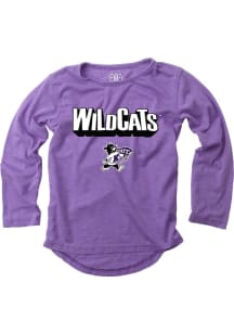 Wes and Willy K-State Wildcats Girls Purple Hi-Lo Long Sleeve T-shirt