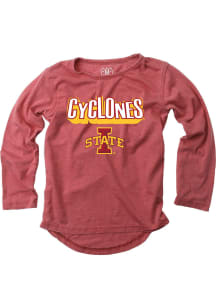 Wes and Willy Iowa State Cyclones Girls Cardinal Hi-Lo Long Sleeve T-shirt