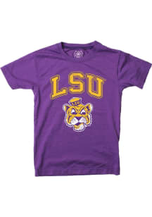 Wes and Willy LSU Tigers Boys Purple Vintage Arch Mascot Short Sleeve T-Shirt