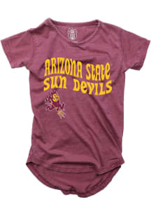 Wes and Willy Arizona State Sun Devils Girls Maroon Burn Out Short Sleeve Fashion T-Shirt
