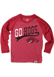 Wes and Willy Arkansas Razorbacks Boys Cardinal Boys Blend LS Raglan Long Sleeve T-Shirt