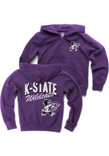 Wes and Willy K-State Wildcats Youth Purple ZIP UP FLEECE Long Sleeve Full Zip Jacket