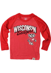 Wes and Willy Wisconsin Badgers Boys Red Boys Blend LS Raglan Long Sleeve T-Shirt