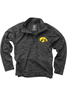 Wes and Willy Iowa Hawkeyes Youth Black Cloudy Yarn Long Sleeve Quarter Zip Shirt
