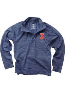 Wes and Willy Illinois Fighting Illini Youth Navy Blue Cloudy Yarn Long Sleeve Quarter Zip Shirt