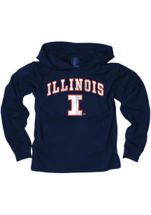 Wes and Willy Illinois Fighting Illini Youth Navy Blue Knit Vintage Arch Long Sleeve Hoodie