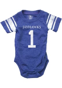 Wes and Willy Kansas Jayhawks Baby Blue Football Short Sleeve One Piece