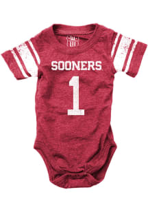 Wes and Willy Oklahoma Sooners Baby Cardinal Football Short Sleeve One Piece