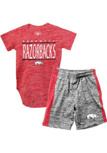 Wes and Willy Arkansas Razorbacks Infant Cardinal Contrast Set Top and Bottom