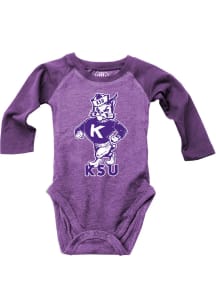 Wes and Willy K-State Wildcats Baby Purple Raglan Long Sleeve One Piece