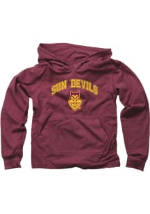 Wes and Willy Arizona State Sun Devils Boys Maroon Vintage Arch Mascot Long Sleeve Hooded Sweatshi..