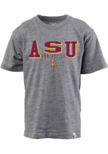 Wes and Willy Arizona State Sun Devils Youth Grey Heather Cloudy Yarn Short Sleeve Fashion T-Shirt