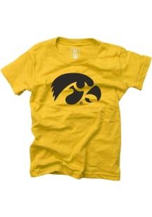 Wes and Willy Iowa Hawkeyes Boys Gold Primary Logo Short Sleeve T-Shirt