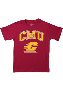 Wes and Willy Central Michigan Chippewas Boys Maroon Vintage Arch Mascot Short Sleeve T-Shirt