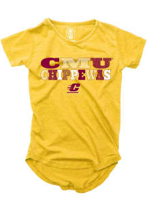Wes and Willy Central Michigan Chippewas Girls Maroon Multi Font Short Sleeve Fashion T-Shirt