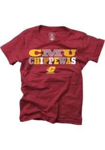 Wes and Willy Central Michigan Chippewas Girls Maroon Multi Font Short Sleeve Tee