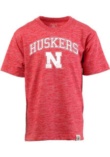 Wes and Willy Nebraska Cornhuskers Youth Red Vintage Arch Mascot Short Sleeve Fashion T-Shirt