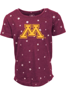 Wes and Willy Minnesota Golden Gophers Girls Maroon Shimmer Short Sleeve Fashion T-Shirt